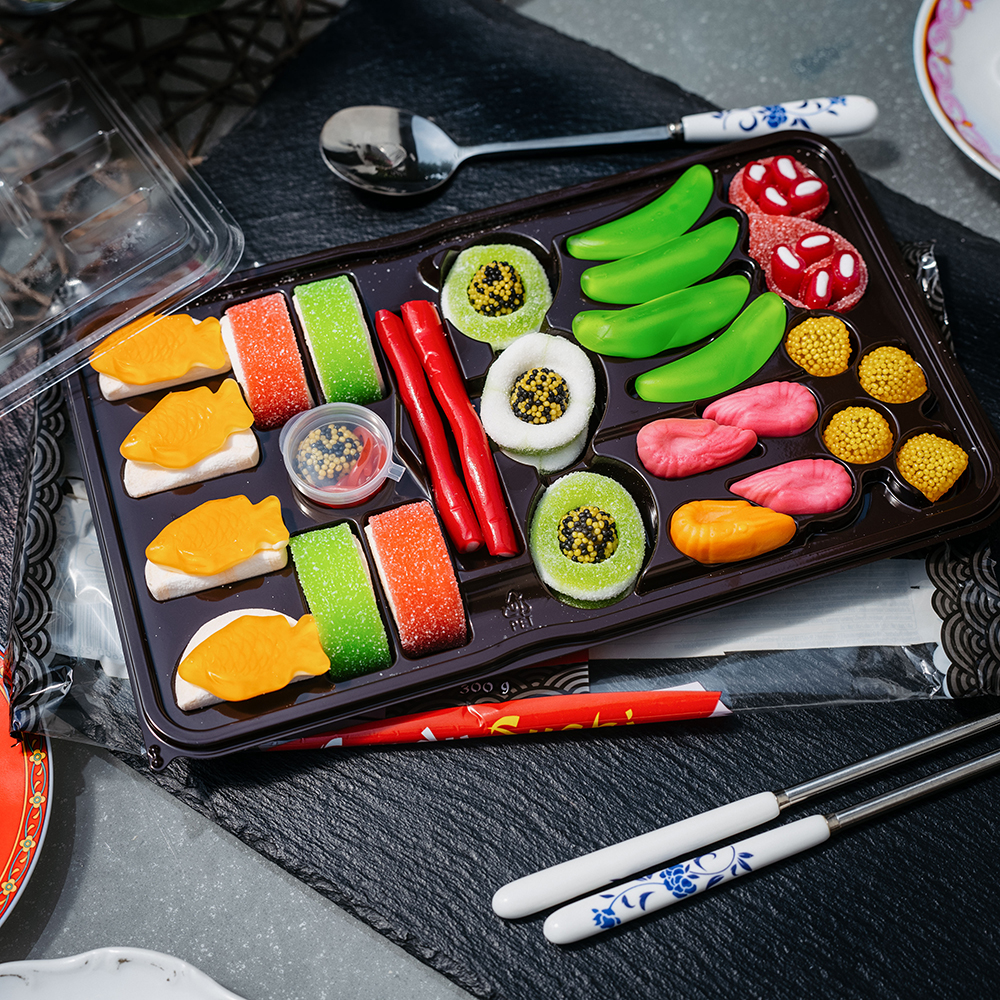 Sushi Gummibärchen, Snack, Süssigkeiten, Sweets, naschen, Maki, Lakritze, Marshmellows, Sashimi, Nigiri, Geschenk, Naschkatze, Geschenke für Frauen, Geschenke für Freundin, Geschenk für Schwester, Kleine Geschenke